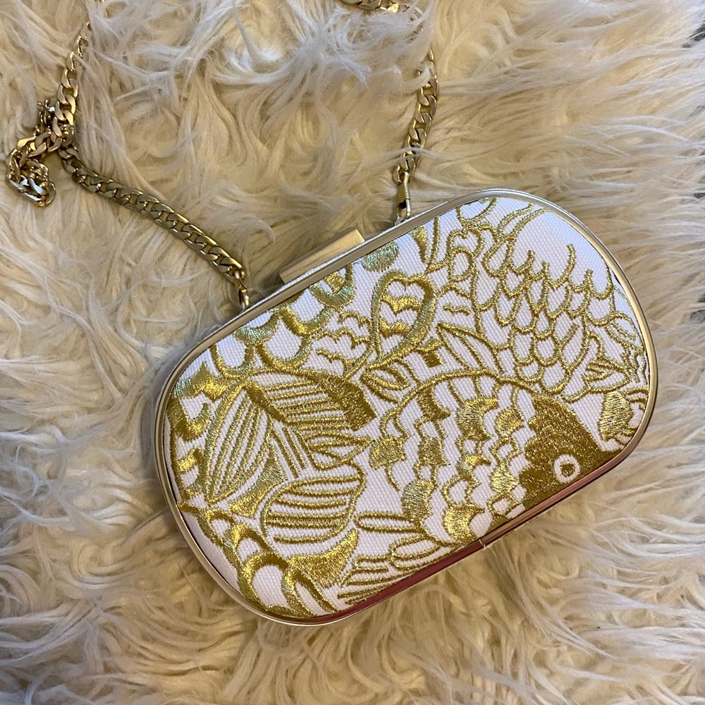 Lilly Pulitzer for Target White and Gold Embroidered Fish Crossbody Clutch - Picture 2 of 3